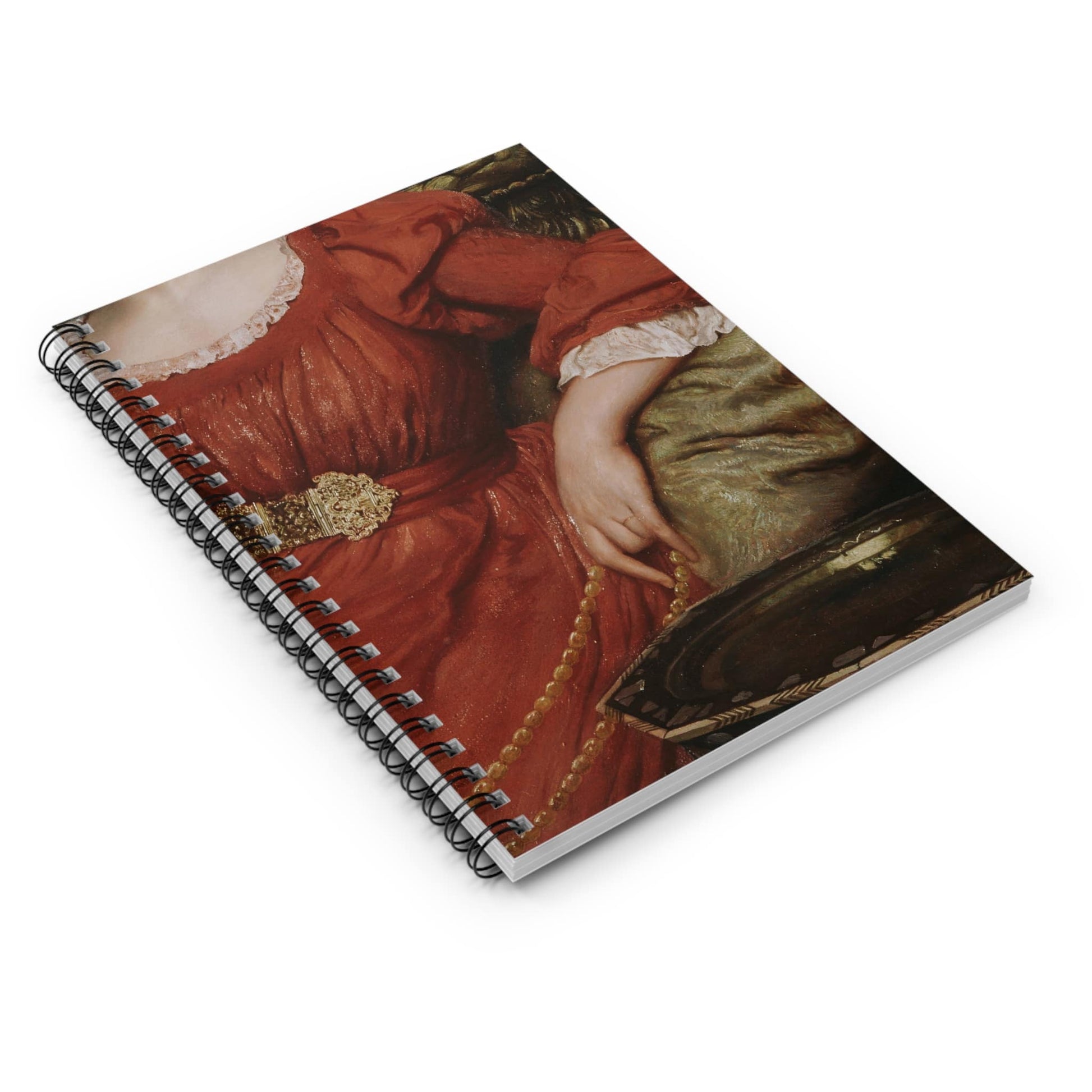 Aesthetic Victorian Spiral Notebook Laying Flat on White Surface