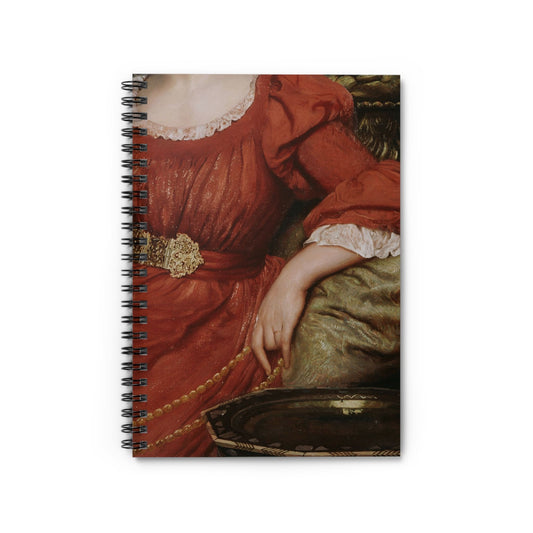 Aesthetic Victorian Notebook with Red Dress cover, ideal for journaling and planning, showcasing Victorian era women in red dresses.