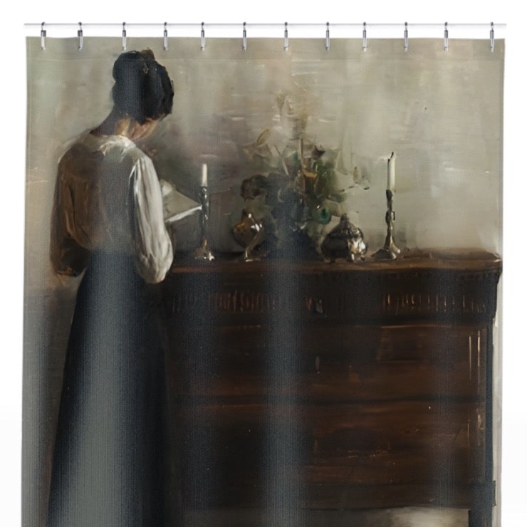 Aesthetic Victorian Shower Curtain Close Up, Victorian Shower Curtains