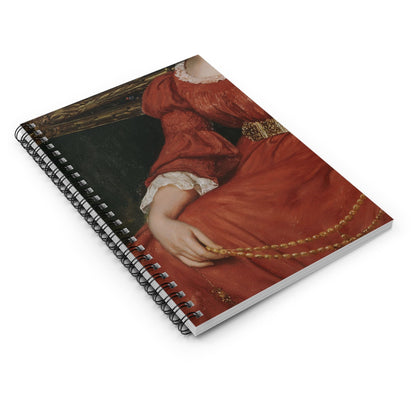 Aesthetic Victorian Spiral Notebook Laying Flat on White Surface
