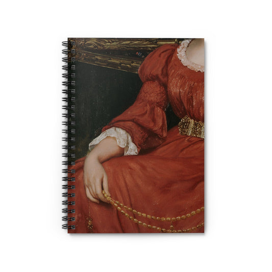 Aesthetic Victorian Notebook with Woman in Red cover, perfect for journaling and planning, featuring Victorian portraits of women in red dresses.