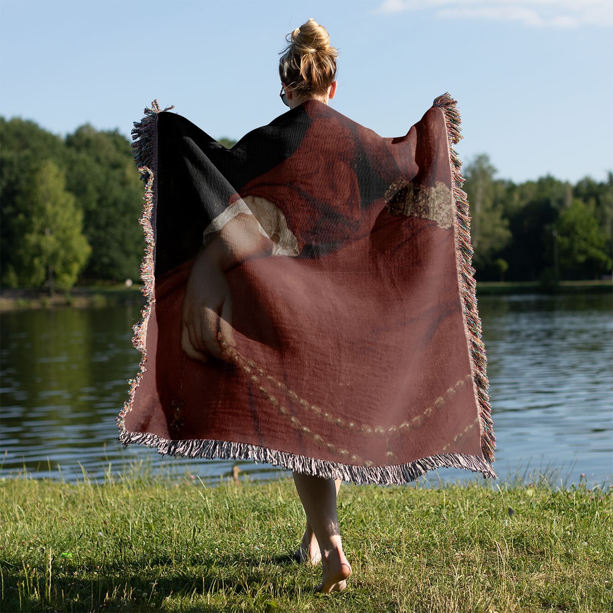 Aesthetic Victorian Held on a Woman's Back Outside