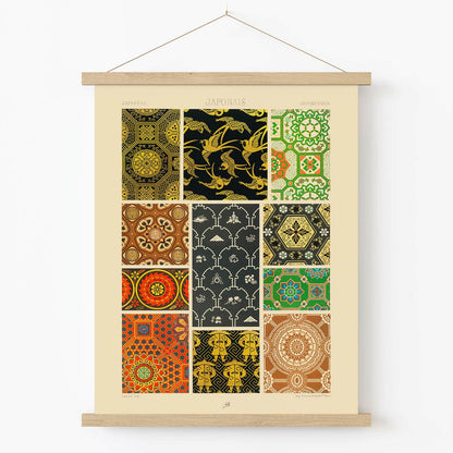 Pattern Samples Art Print in Wood Hanger Frame on Wall