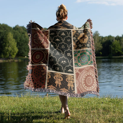 Aesthetic Wallpaper Held on a Woman's Back Outside