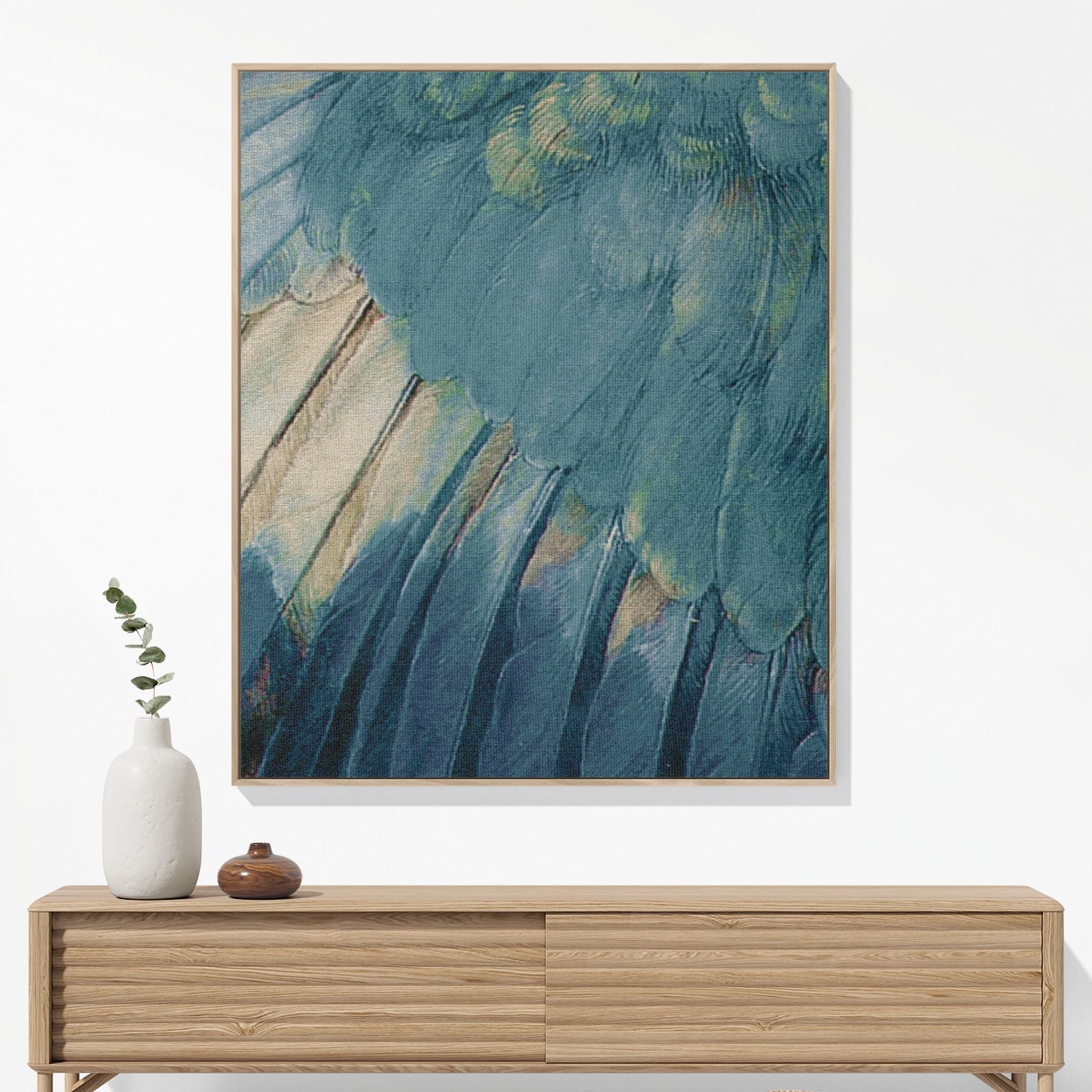 Aesthetic Wing Woven Blanket Hanging on a Wall as Framed Wall Art