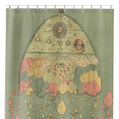 Aincent Drawing of the Earth Shower Curtain Close Up, Science Shower Curtains