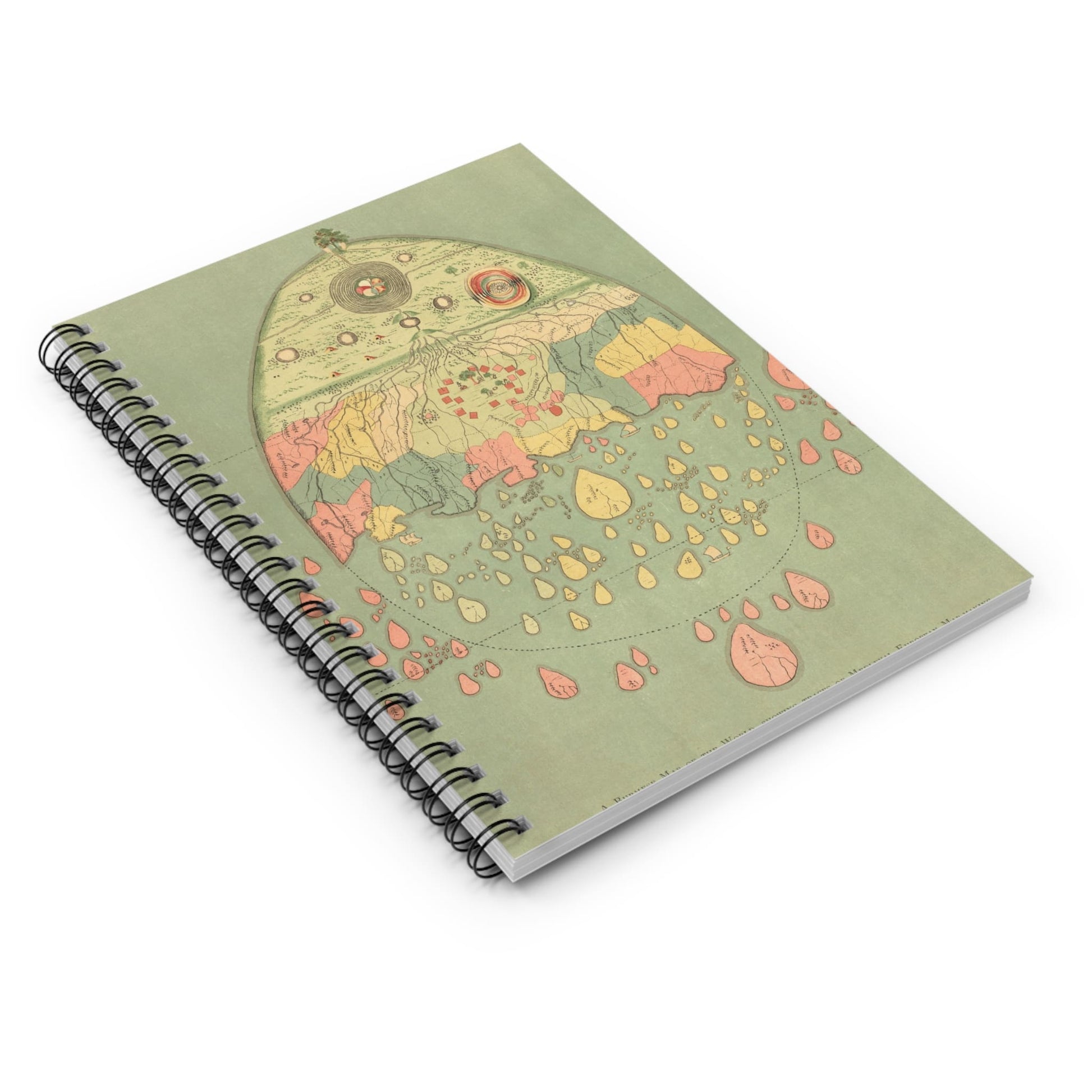 Aincent Drawing of the Earth Spiral Notebook Laying Flat on White Surface