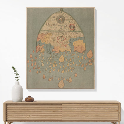 Aincent Drawing of the Earth Woven Blanket Woven Blanket Hanging on a Wall as Framed Wall Art