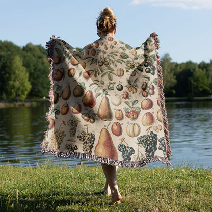 All Sorts of Fruits Held on a Woman's Back Outside