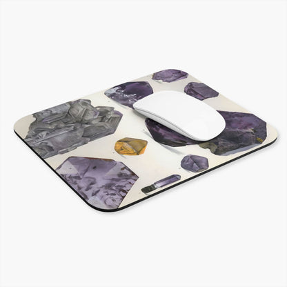 Amethyst Gemstones Computer Desk Mouse Pad With White Mouse