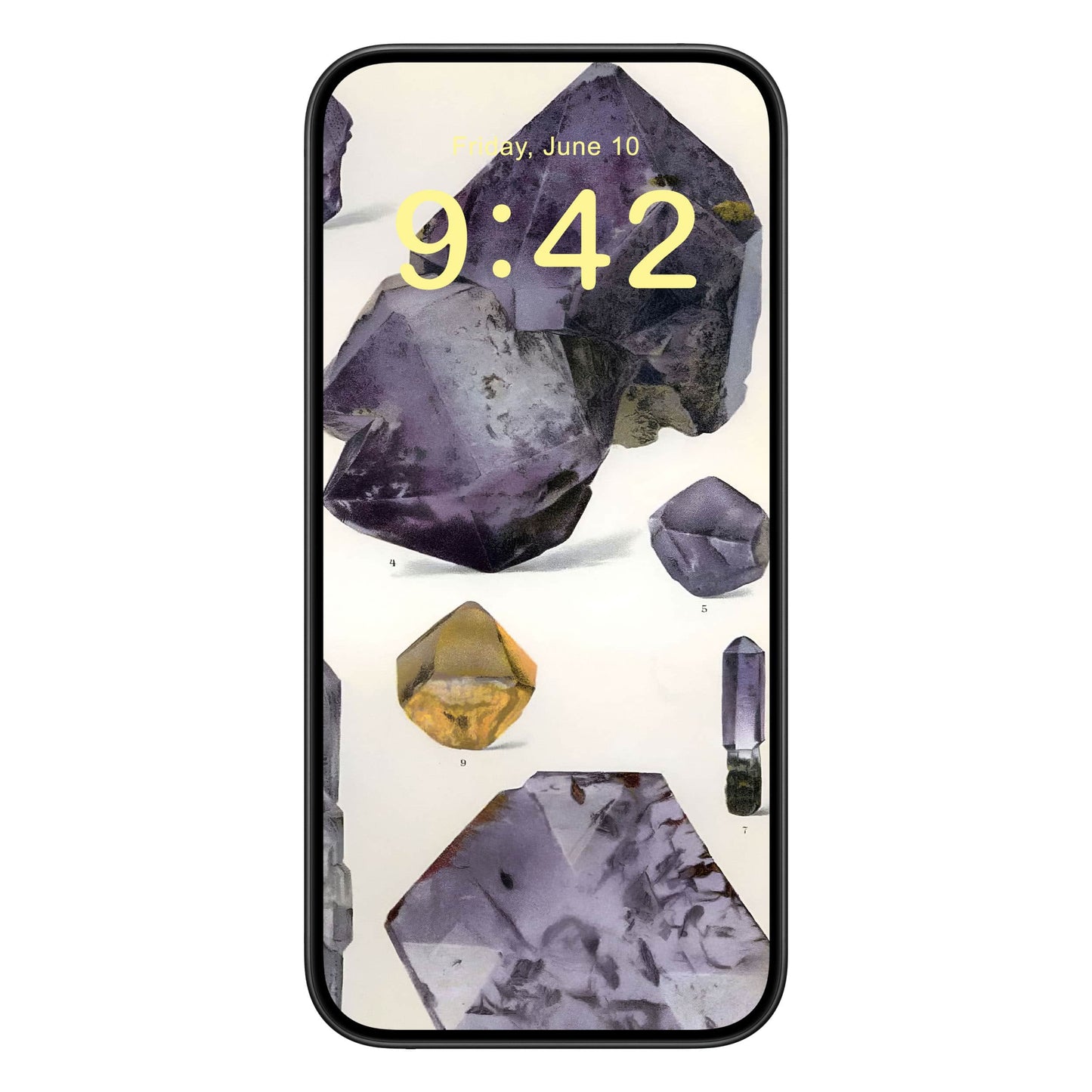 Amethyst Gemstones Phone Wallpaper Yellow Text