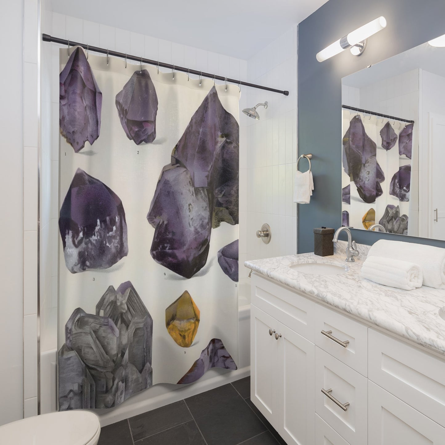 Amethyst Gemstones Shower Curtain Best Bathroom Decorating Ideas for Science Decor