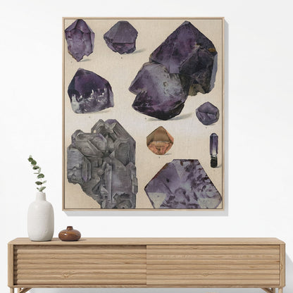 Amethyst Gemstones Woven Blanket Woven Blanket Hanging on a Wall as Framed Wall Art