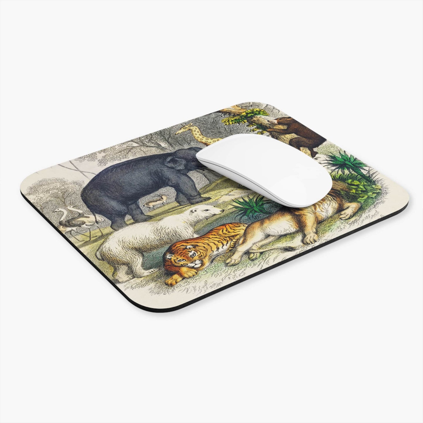 Animal Book Cover Computer Desk Mouse Pad With White Mouse