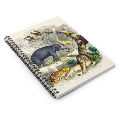 Animal Book Cover Spiral Notebook Laying Flat on White Surface