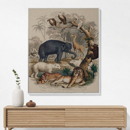 Animal Book Cover Woven Blanket Hanging on a Wall as Framed Wall Art