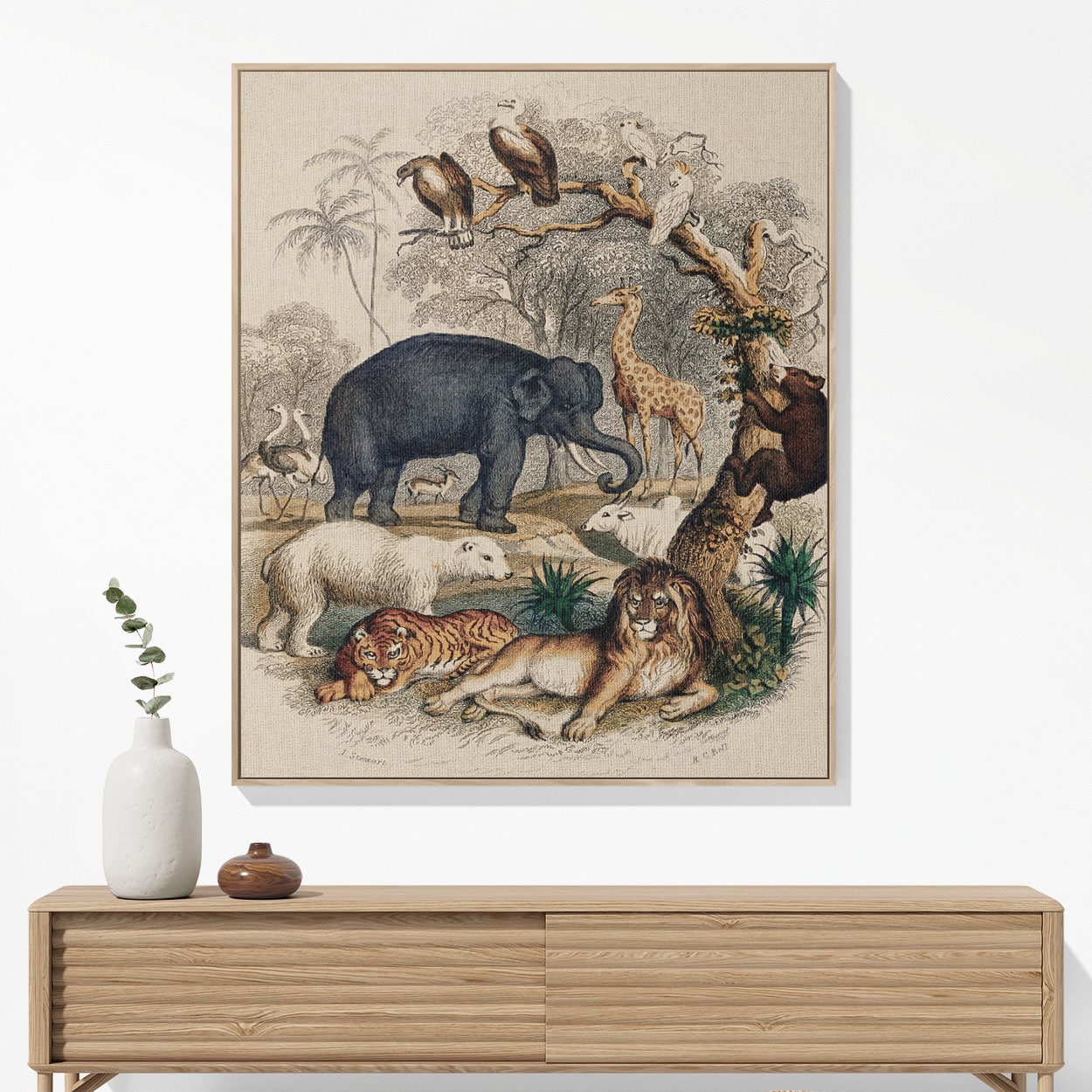 Animal Book Cover Woven Blanket Hanging on a Wall as Framed Wall Art