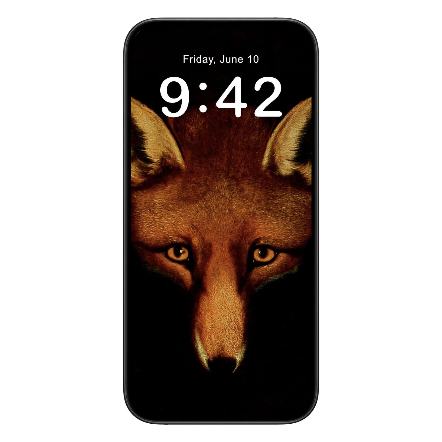Red Fox phone wallpaper background with reynard the fox design shown on a phone lock screen, instant download available.