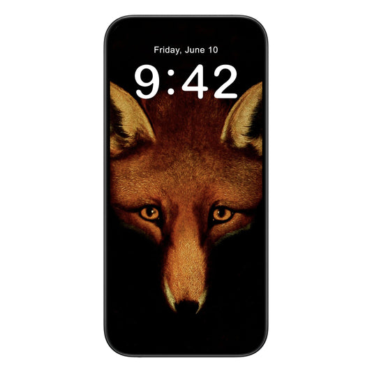 Red Fox phone wallpaper background with reynard the fox design shown on a phone lock screen, instant download available.
