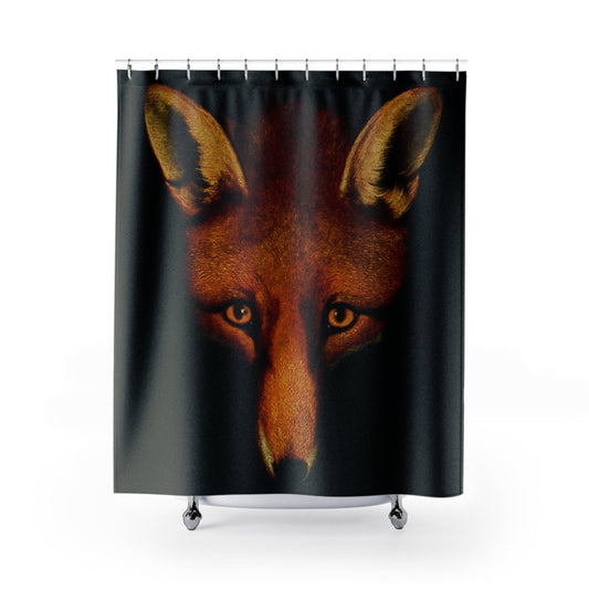 Animal Portrait Shower Curtain, Animal Shower Curtains, Large Red Fox Head Shower Curtain
