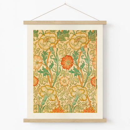Bohemain Floral Art Print in Wood Hanger Frame on Wall
