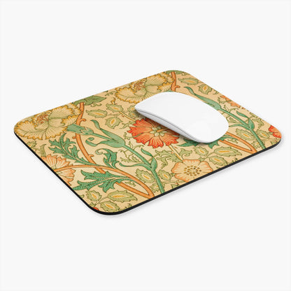 Antique Floral Pattern Computer Desk Mouse Pad With White Mouse