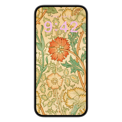 Antique Floral Pattern Phone Wallpaper Pink Text