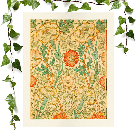 Antique Floral Pattern art print william morris, vintage wall art room decor