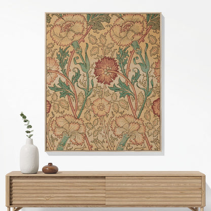 Antique Floral Pattern Woven Blanket Hanging on a Wall as Framed Wall Art