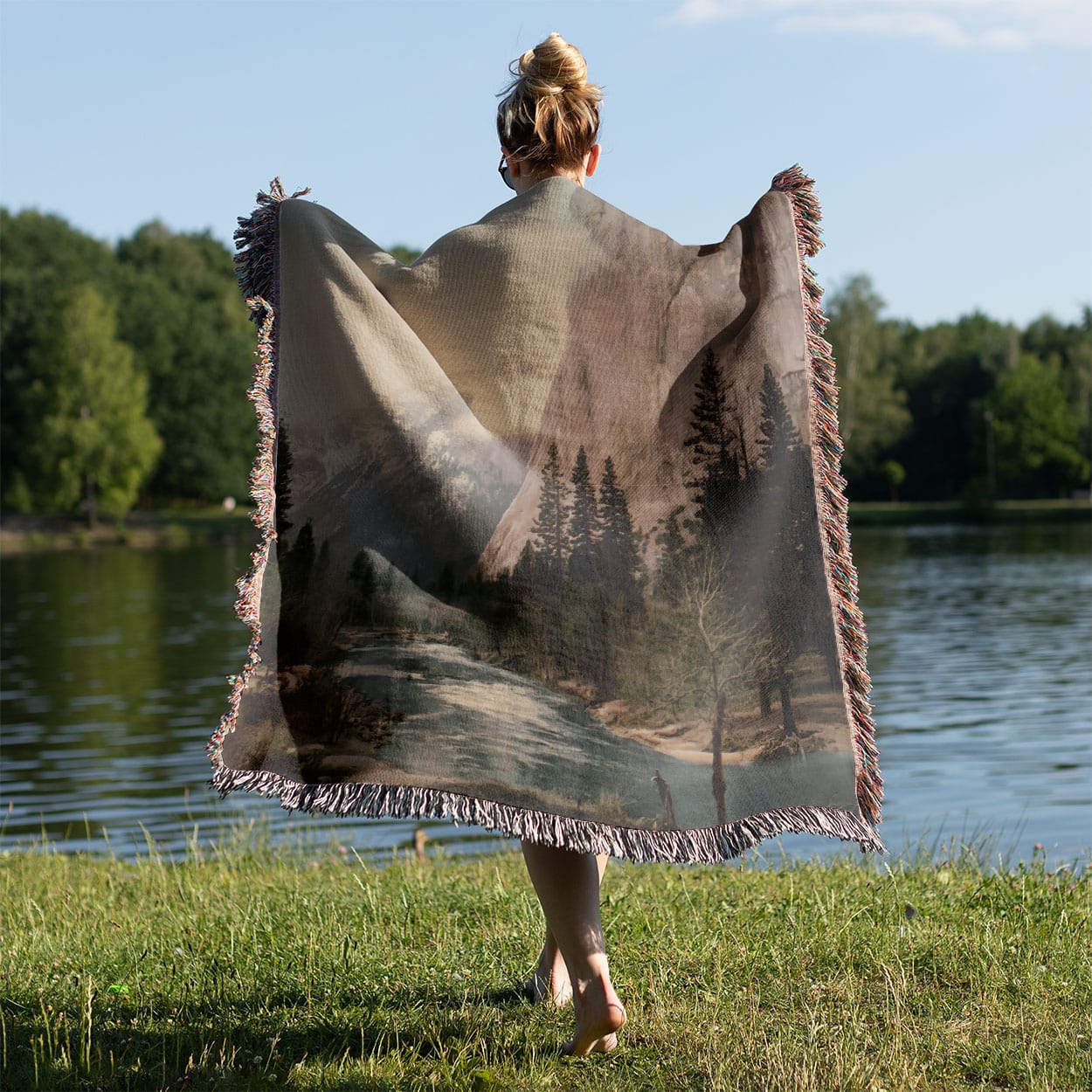 Antique National Park Held on a Woman's Back Outside