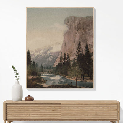 Antique National Park Woven Blanket Woven Blanket Hanging on a Wall as Framed Wall Art