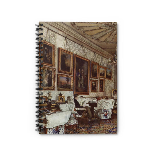 Antique Painting Notebook with Victorian room cover, perfect for journaling and planning, featuring classic Victorian room art.