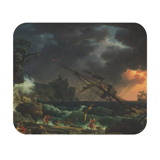 Antique Sea Painting Mouse Pad with shipwreck art, desk and office decor featuring dramatic sea paintings.