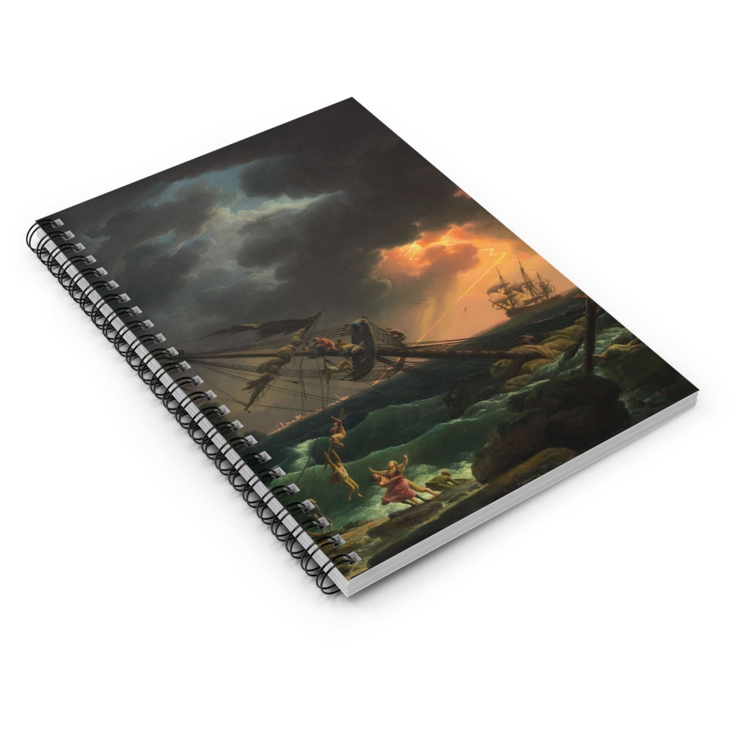 Antique Sea Painting Spiral Notebook Laying Flat on White Surface