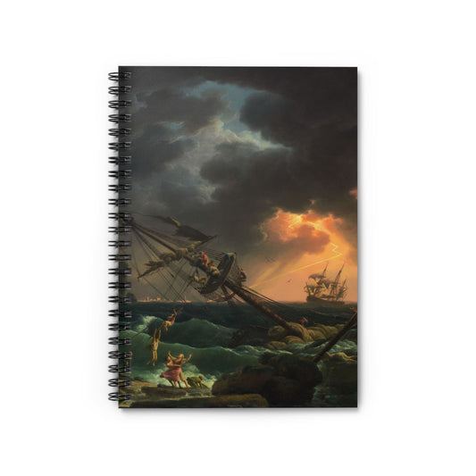 Antique Sea Painting Notebook with shipwreck cover, perfect for journaling and planning, showcasing antique sea paintings of shipwrecks.