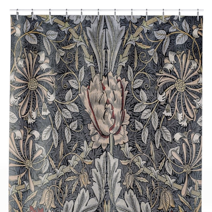 Antique Wallpaper Shower Curtain Close Up, Flowers Shower Curtains