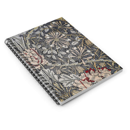 Antique Wallpaper Spiral Notebook Laying Flat on White Surface