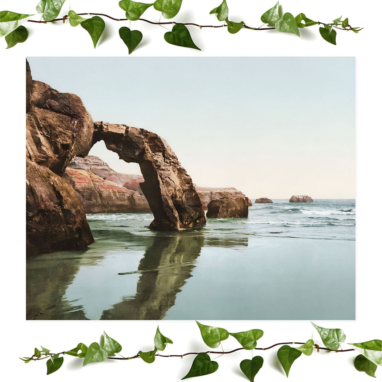 Vintage ocean art print featuring the California coast, perfect for wall art decor.