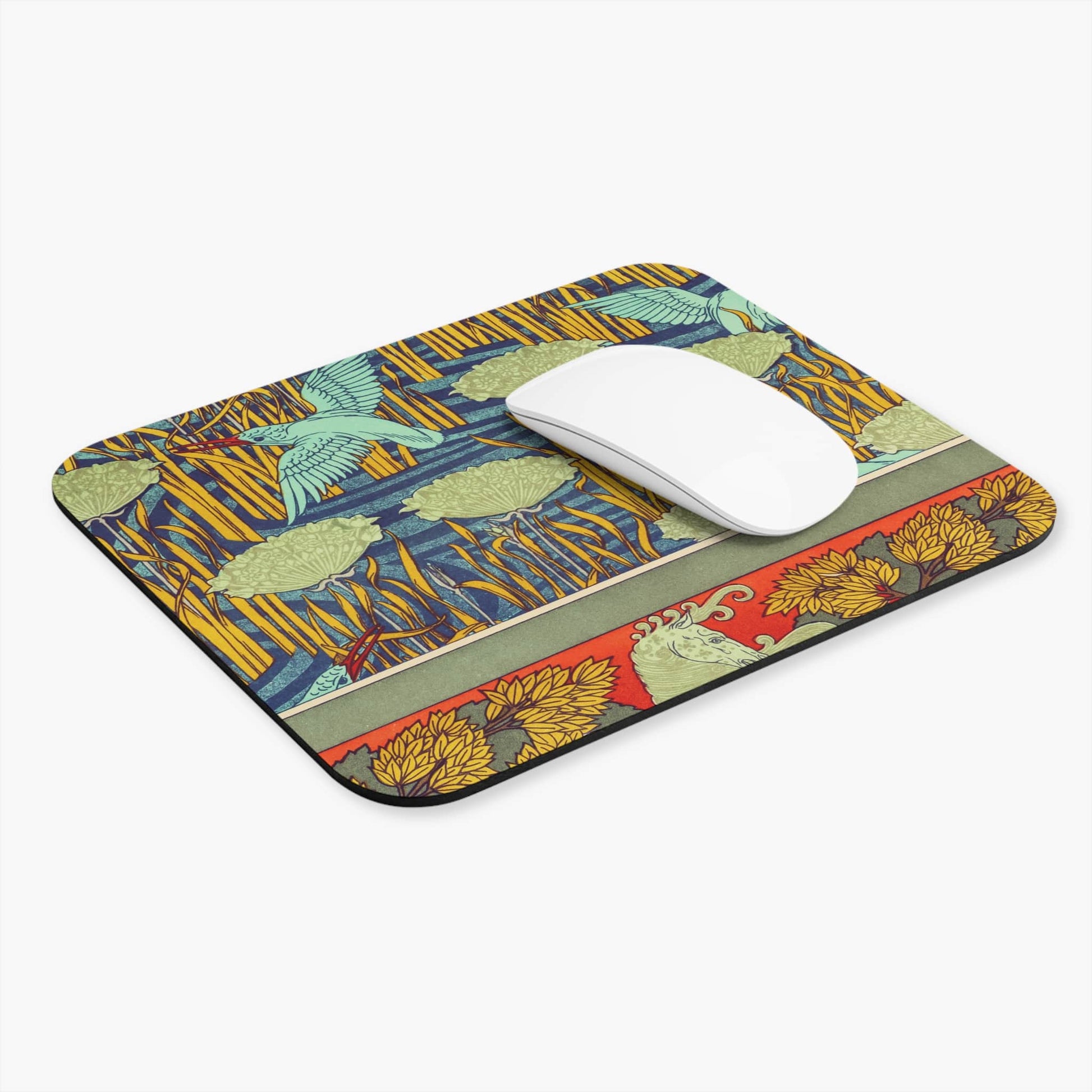 Art Nouveau Computer Desk Mouse Pad With White Mouse