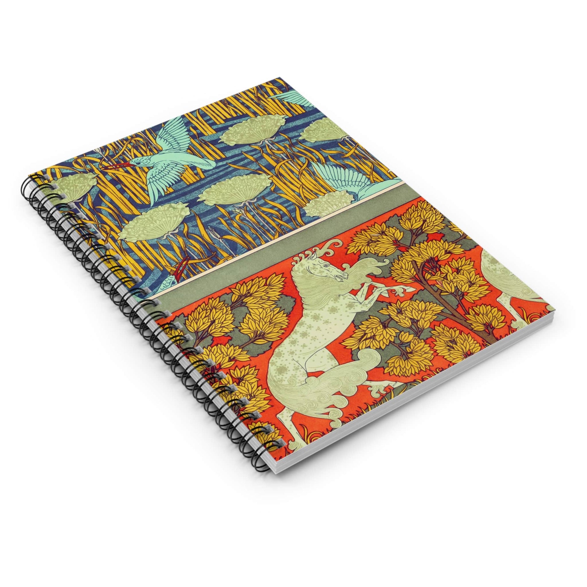 Art Nouveau Spiral Notebook Laying Flat on White Surface