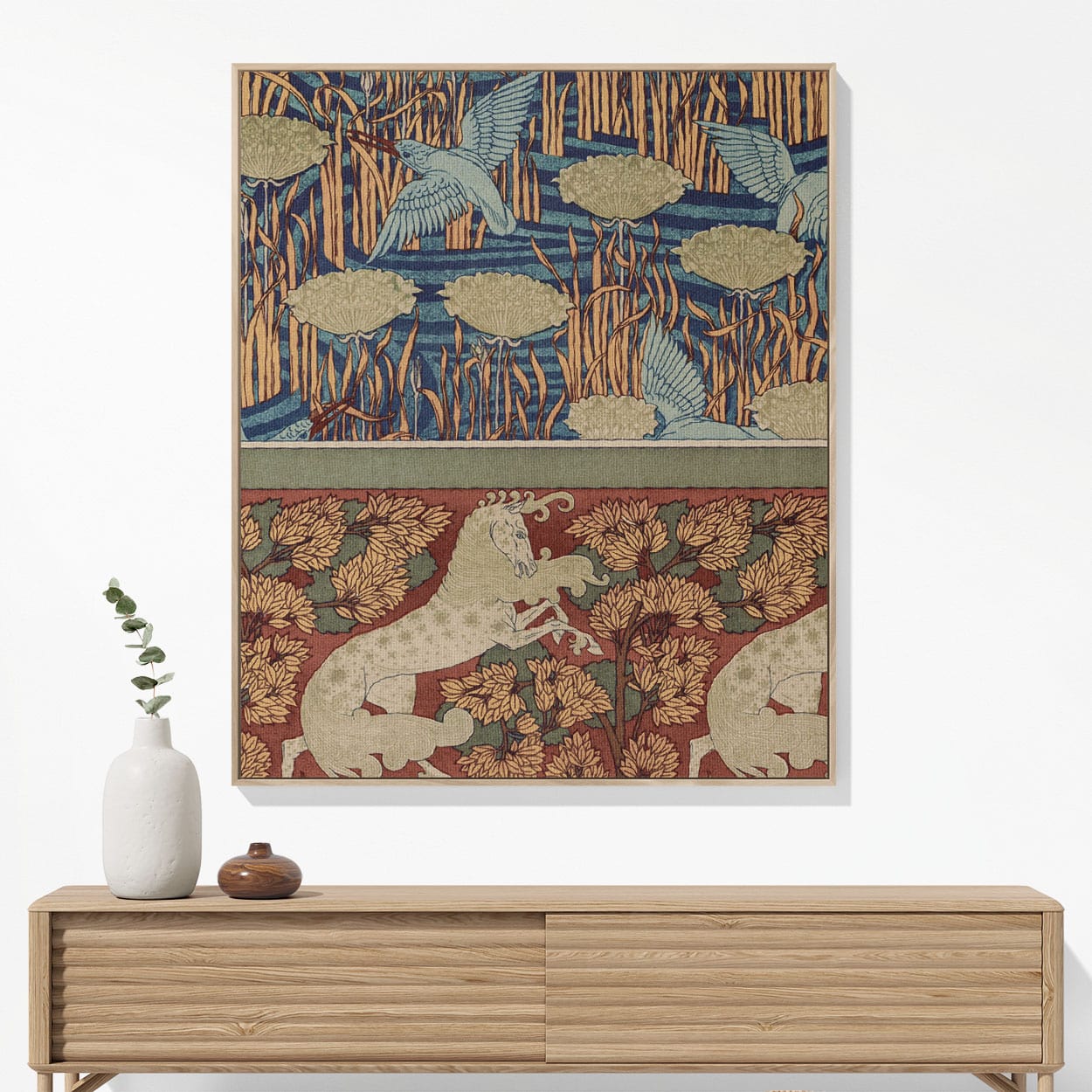 Art Nouveau Woven Blanket Woven Blanket Hanging on a Wall as Framed Wall Art