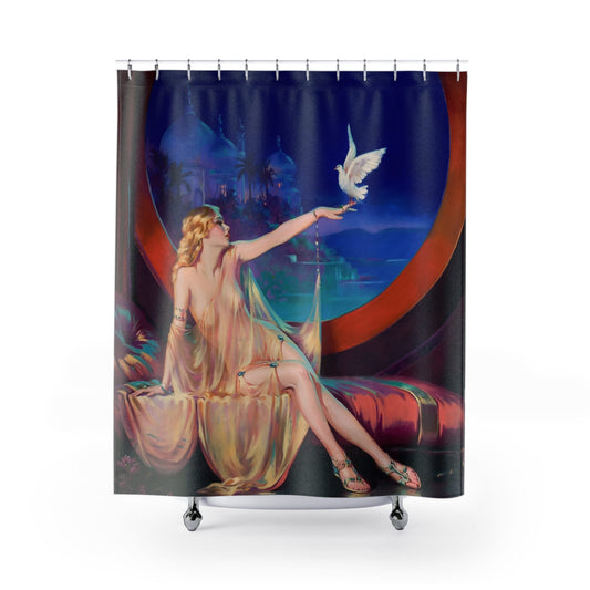 Art Nouveau Shower Curtain with Sultana design, decorative bathroom decor featuring Art Nouveau themes.