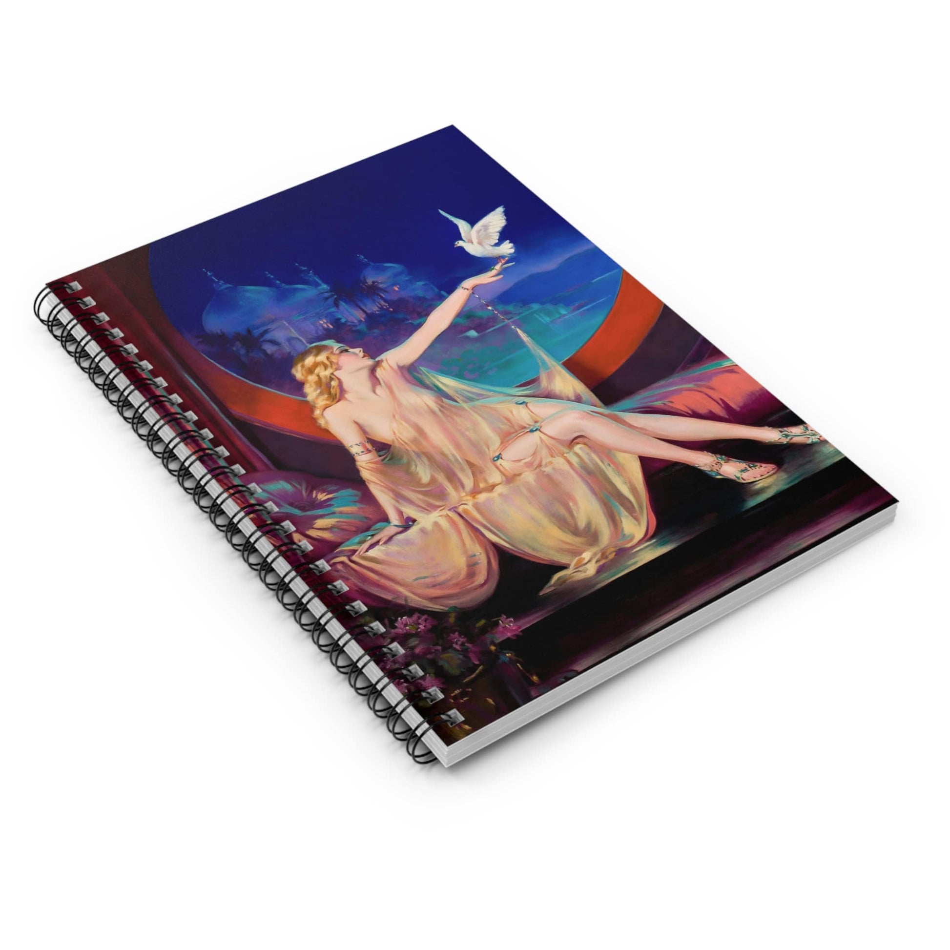 Art Nouveau Spiral Notebook Laying Flat on White Surface