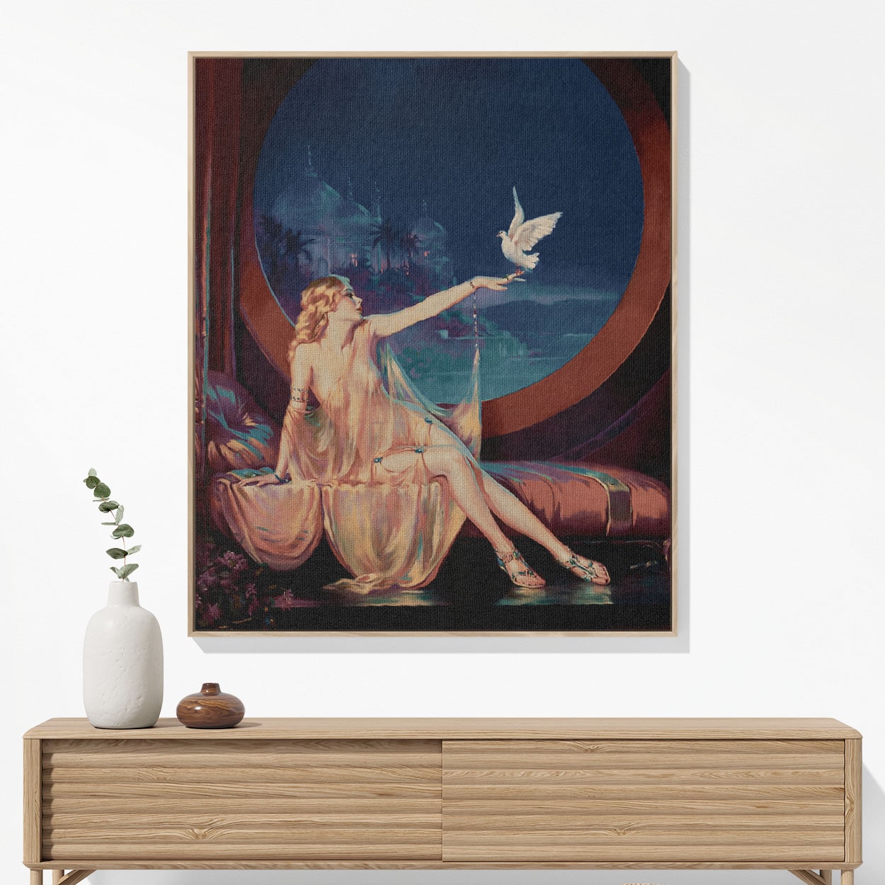 Art Nouveau Woven Blanket Hanging on a Wall as Framed Wall Art