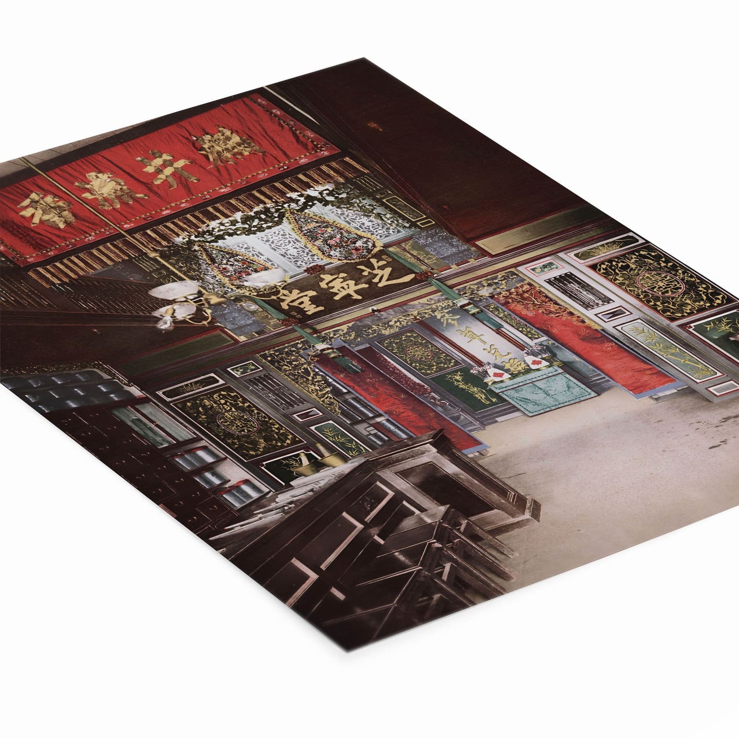 Vintage Chinese Shop Photgraph Laying Flat on a White Background