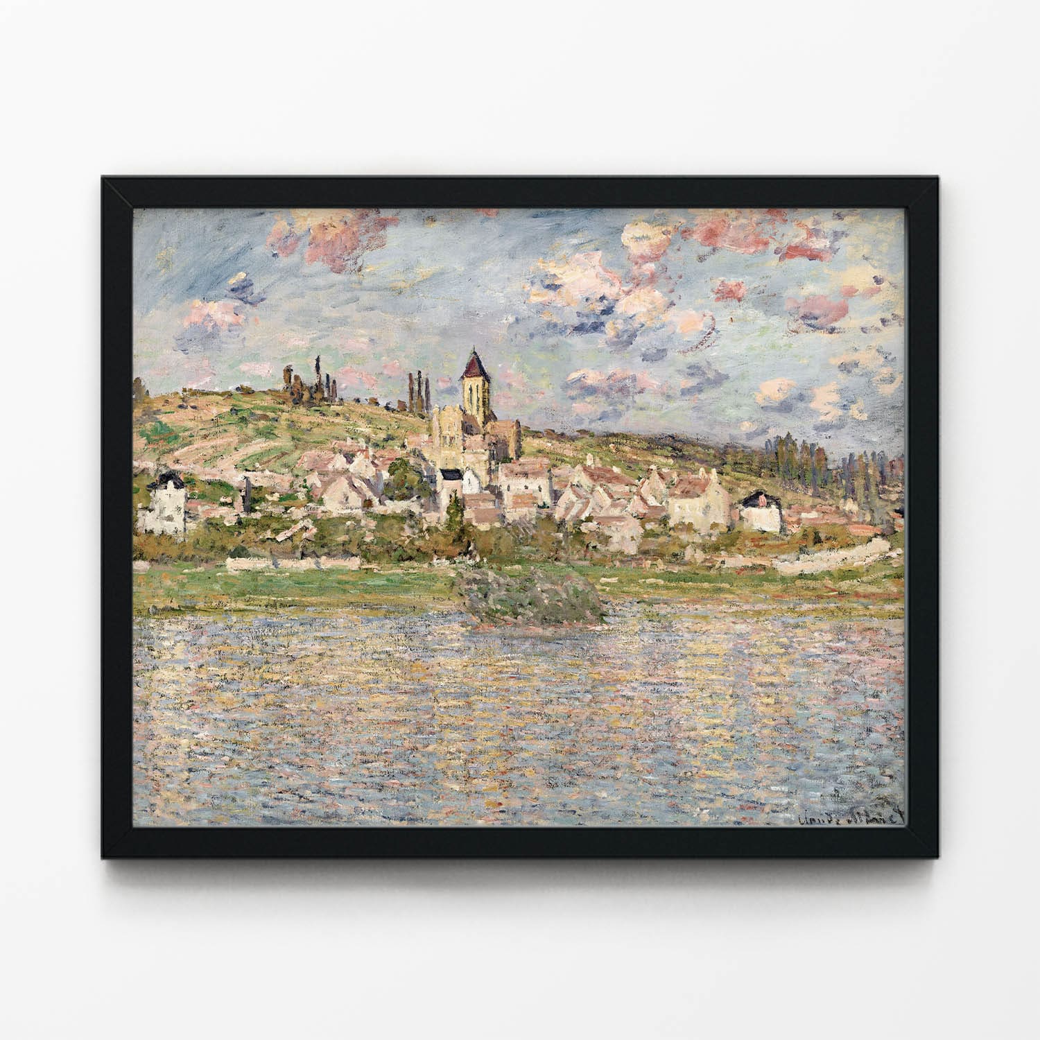 Seine River Painting in Black Picture Frame