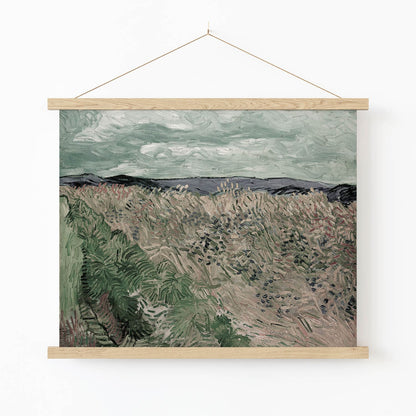 Muted Landscape Art Print in Wood Hanger Frame on Wall