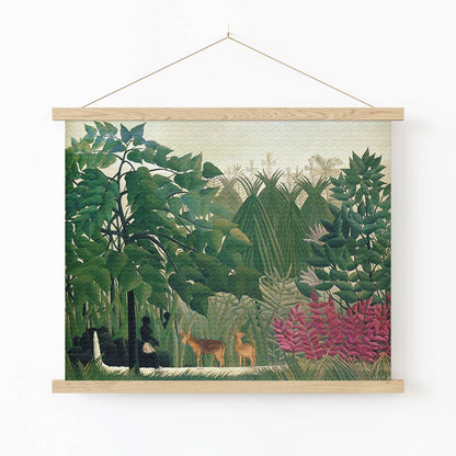 Tropical Art Print in Wood Hanger Frame on Wall