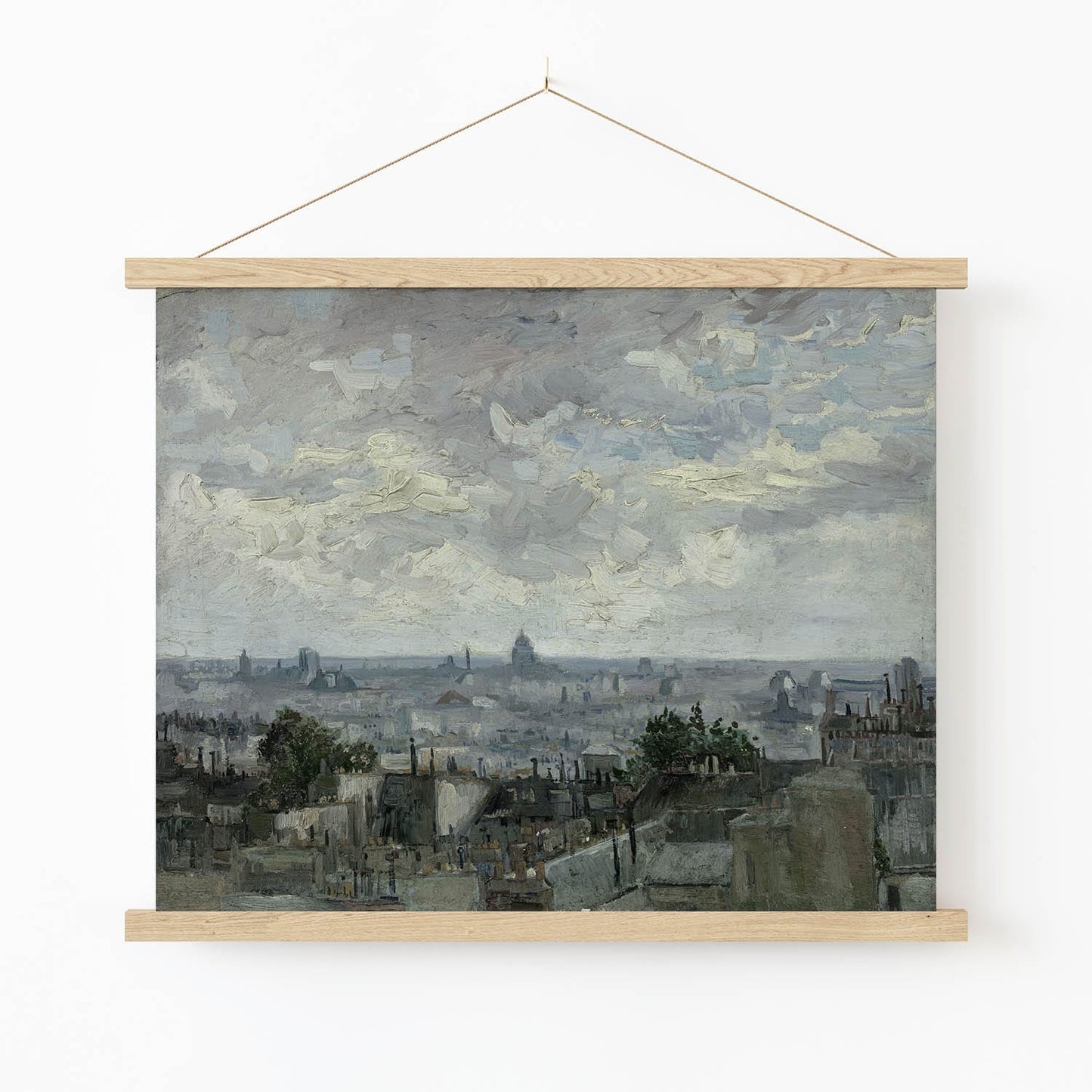 Paris Art Print in Wood Hanger Frame on Wall