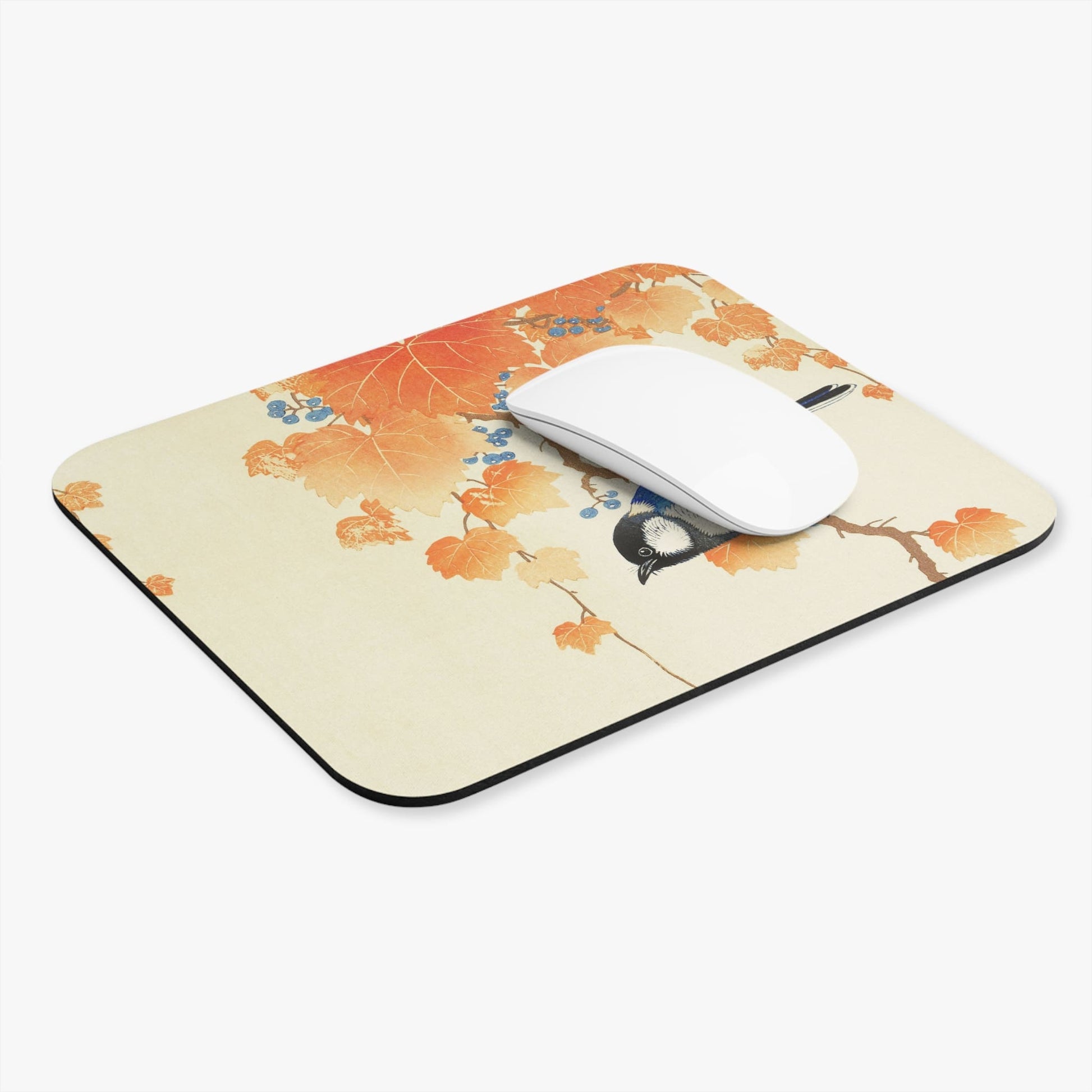 Autumn Leaves Computer Desk Mouse Pad With White Mouse